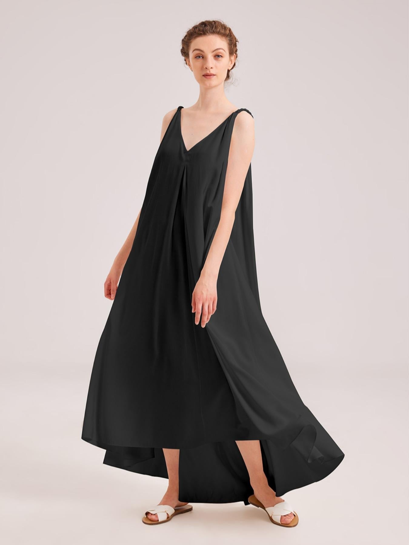 Greek Open Back Silky Maxi Dress