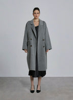 Cocoon Flap Pocket Wool Coat - Fog, S image