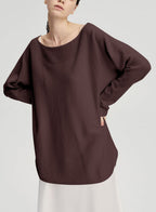 Long Sleeved Boatneck Sweater - Auburn Red, L image