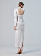 Puff Sleeve Backless Satin Maxi Dress image 1