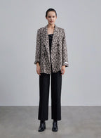 Leopard Patterns Double Breasted Blazer - Elephant White, S image