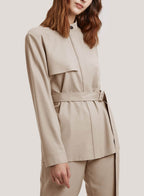 Wool-Blend Belted Short Jacket image 0