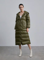 Patch Pocket Drawstring Hooded Down Coat image 0