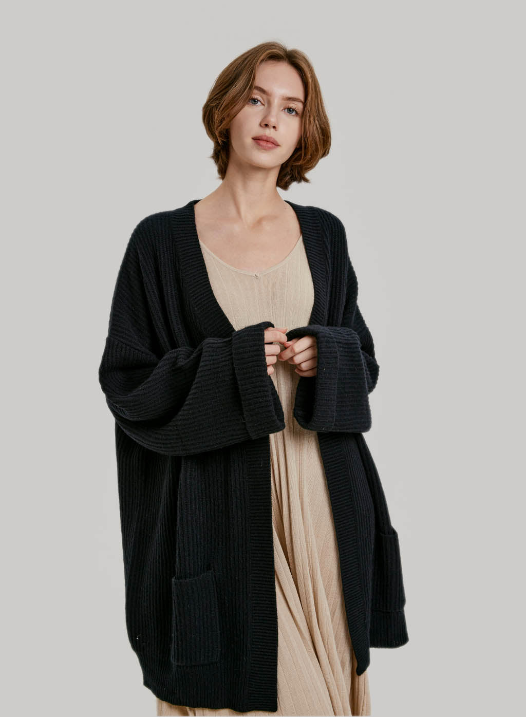 Plush Yak Wool Cardigan - Black, S image