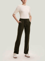 Straight-Leg Yak-Wool Blend Pants - Olive, M image