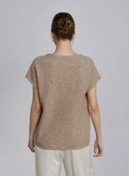Crewneck Wool-Blend Cap Sleeve Sweater image 1