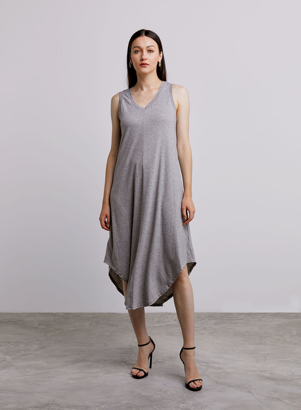 Curved Hem Tank Dress - Mercury, M image