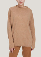Oversize Funnel Pure Cashmere Sweater - Camel, L image
