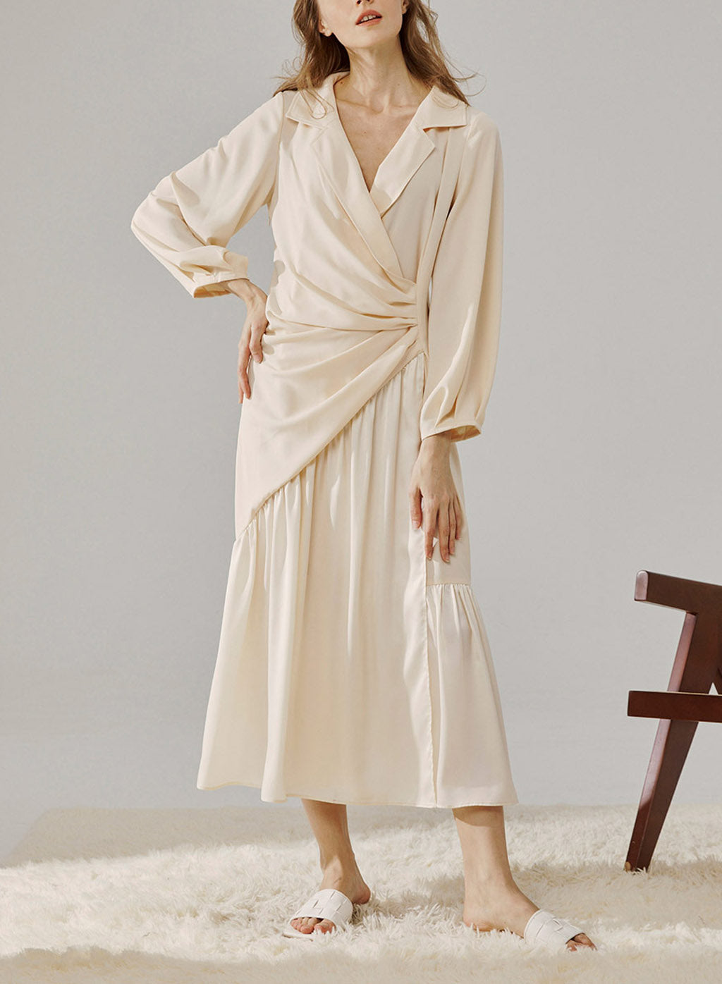 Long Gathered Shirt Dress image 0