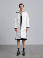 Contrast Trim Side Slit Long Puffer - White, S image