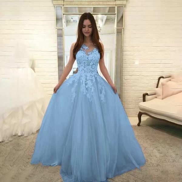 Women Wedding Dress Sleevless Flowers Lace Dress image 2
