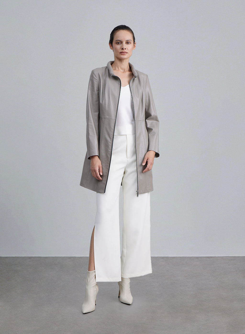 Zip Front Cinched Faux Leather Jacket image 0