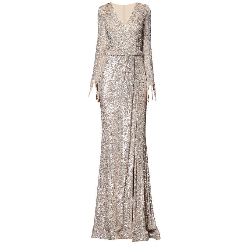 Temperament Banquet Ladies Sequined Annual Meeting Host Long Evening Dress image 1