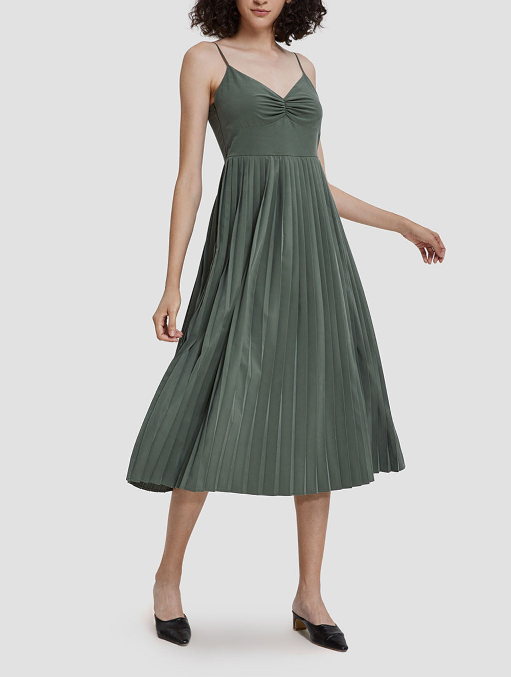 Midi Strap Dress - Moss Green, XL image