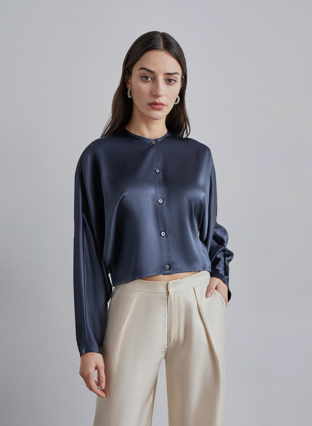 Batwing Sleeve Silk Blouse image 0