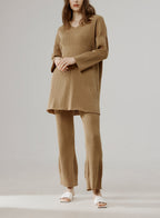 Cotton Rib Knit Set - Vicuna, M image