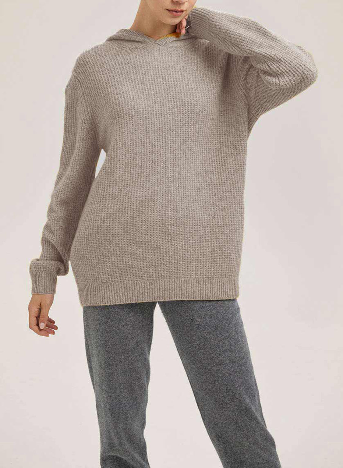 Relaxed Wool-Cashmere Hoodie - Pale Taupe, XS image