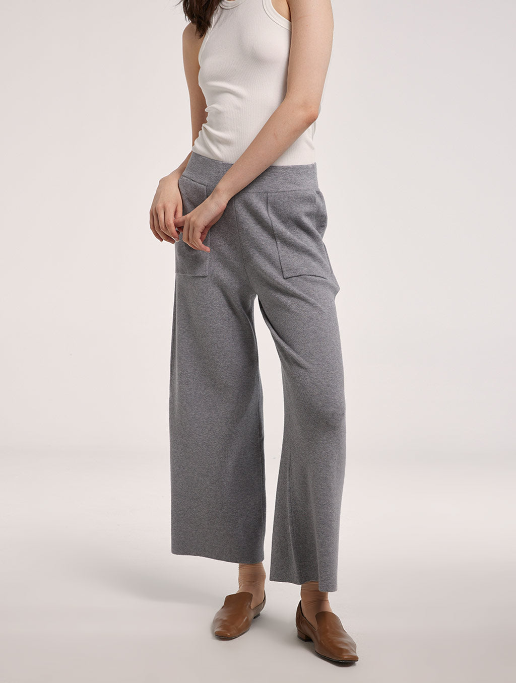 Straight Pants with Patches - Gray, M image