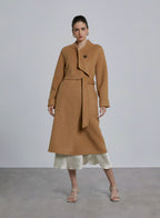 Merino Wool Designed Collar Long Coat image 0