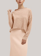 Funnel-Neck Wool-Cashmere Sweater - Beige, M image