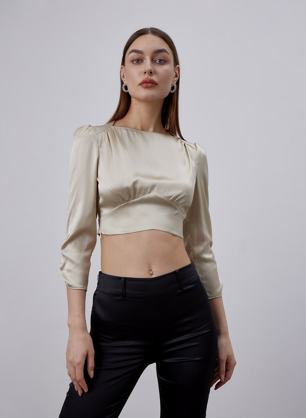 Straight Shoulder Silk Top image 0