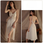Side slit suspender nightgown