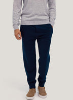 Tapered-Leg Wool-Cashmere Drawstring Jogger - Navy, M image