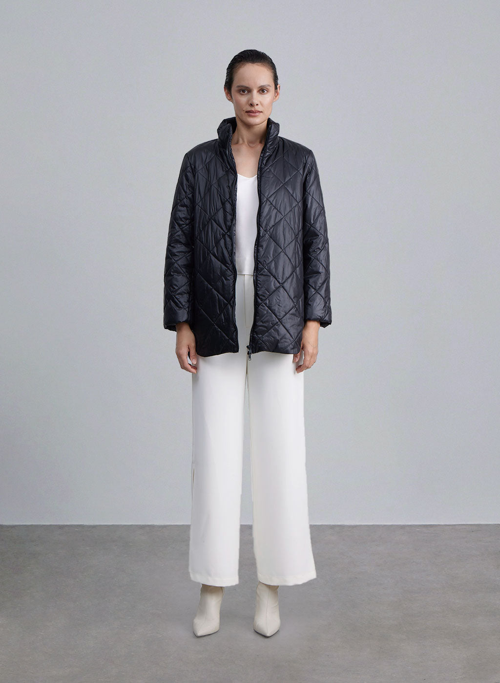 Light High Neck Zip-Up Puffer - Black, S image