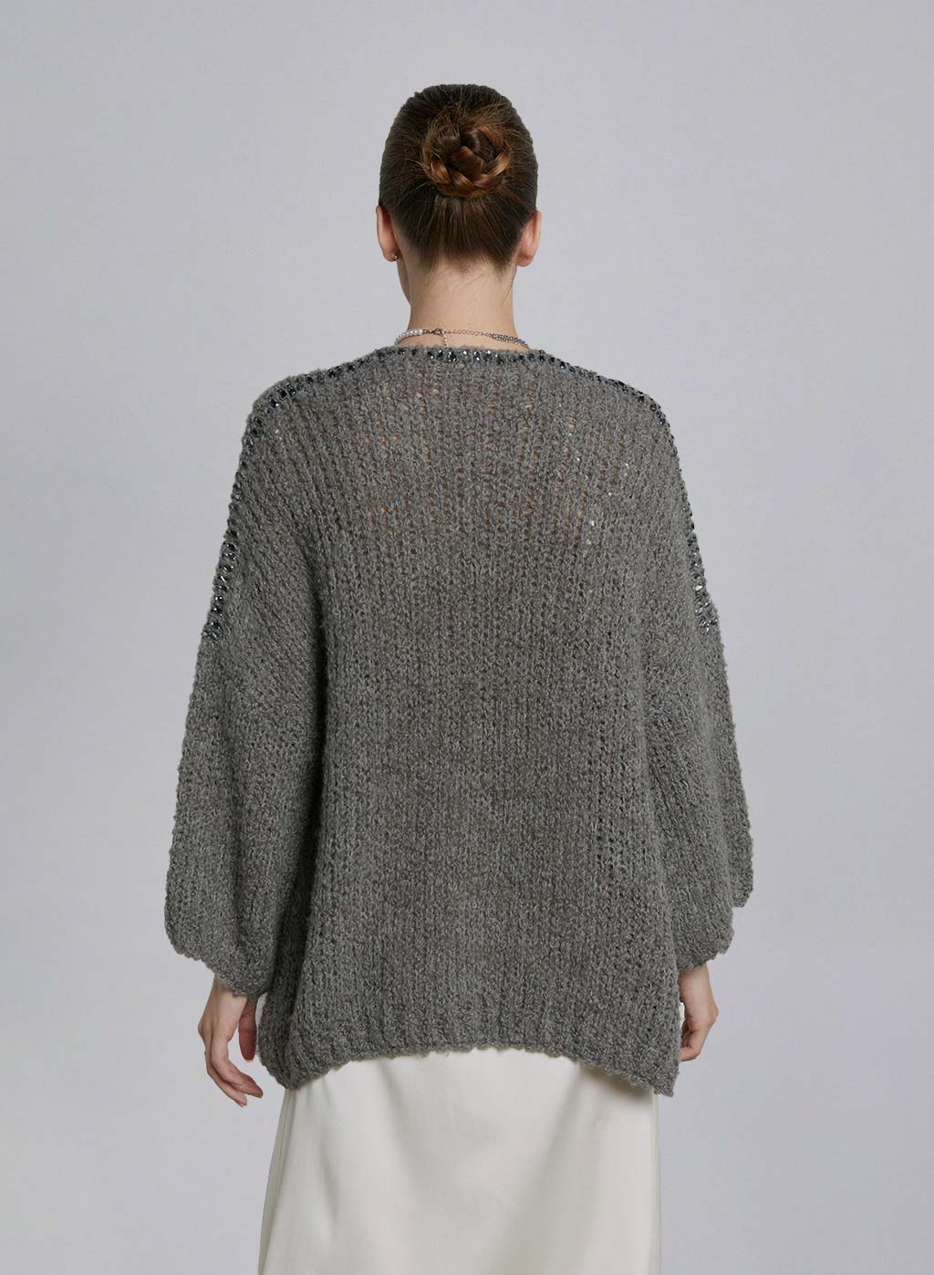 Diamond Detail Open Front Cardigan image 1
