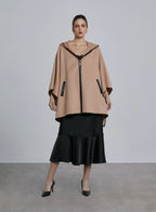 Zipped Batwing Wool Cape - Powder Pink, XS image
