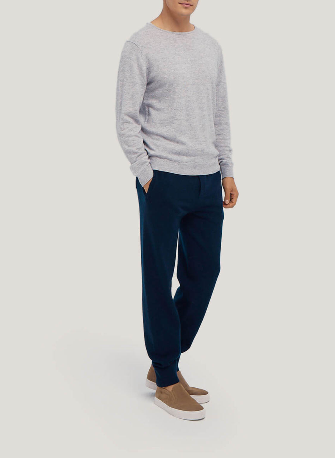 Tapered-Leg Drawstring Camel Hair Wool Blend Jogger - Lake Blue, S image