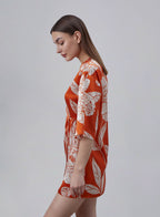 One Side Drawstring Silk Kimono Top image 2