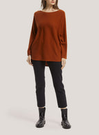 Boatneck Oversized Cashmere Sweater - Fire Brick, S image