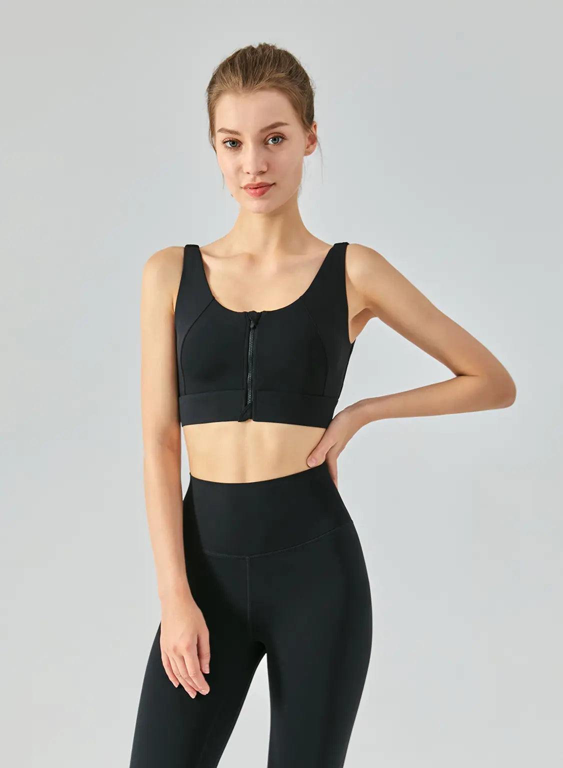 Energy Front-Zip Sports Bra - Black, M image