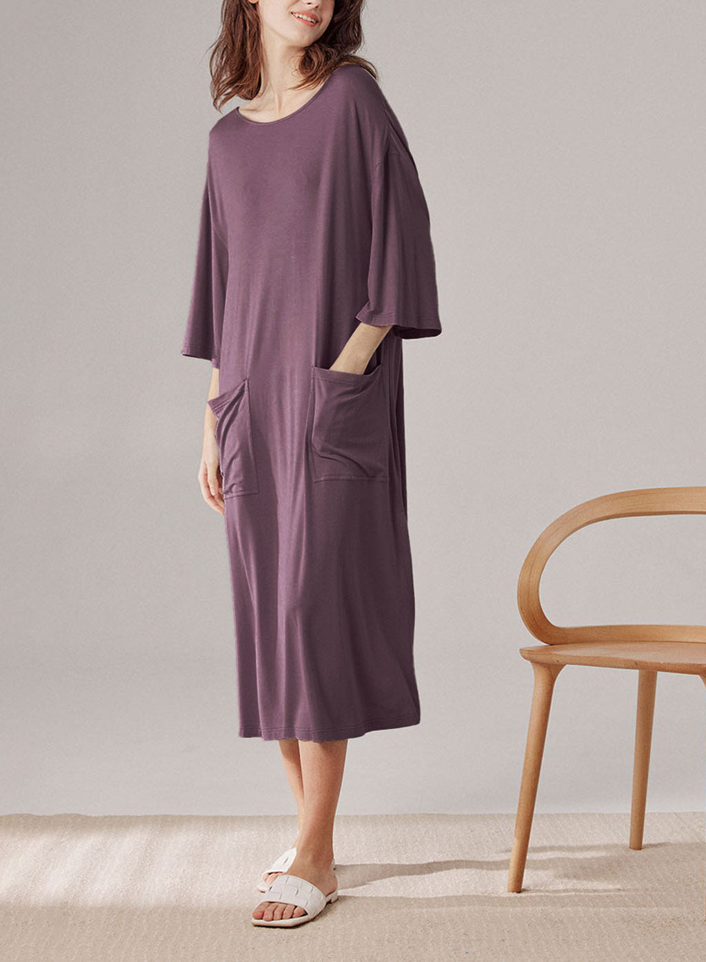 Side Pocket Midi Dress - Pink, L image