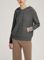 Drawstring Wool-Cashmere Knitted Hoodie - Smoke, S image