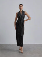 Maison Faux Leather Belted Vest image 0