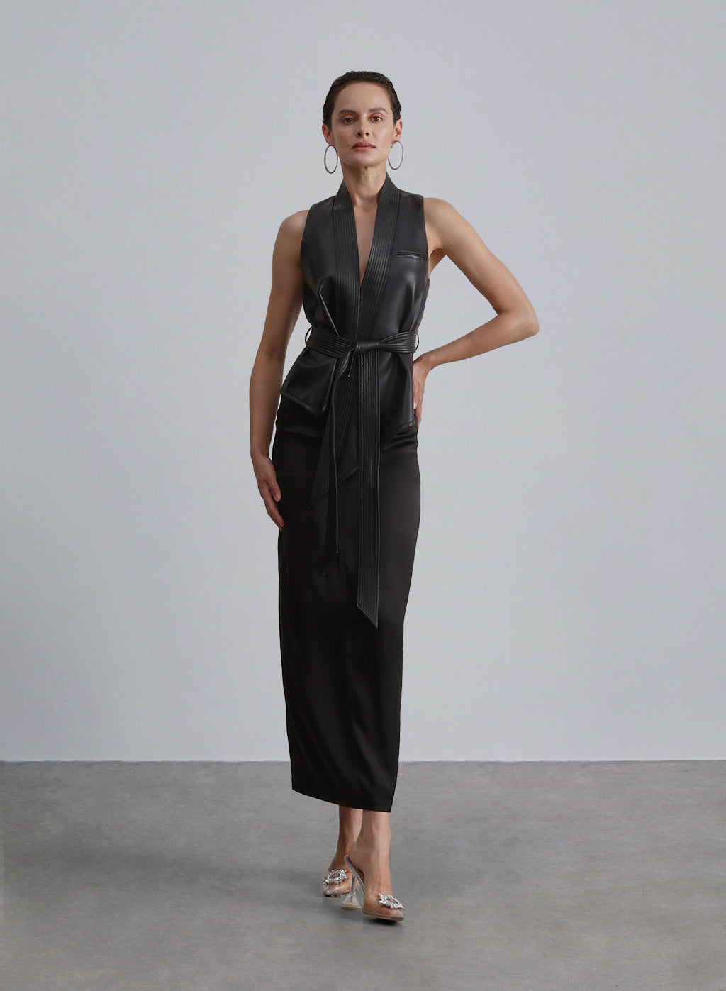 Maison Faux Leather Belted Vest image 0