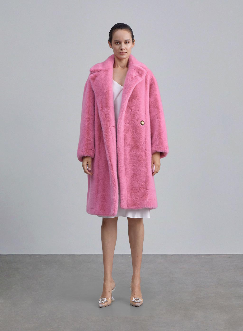 Bunny Double Breasted Fur Coat - Lavender Pink, S image