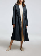 Midi Pure Cotton Coat with Ulster lapel - Stone Blue, S image