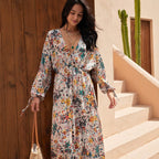 Floral summer pleated floral print dress