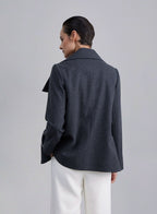 Contrast Line Short Cashmere-Wool Coat image 1