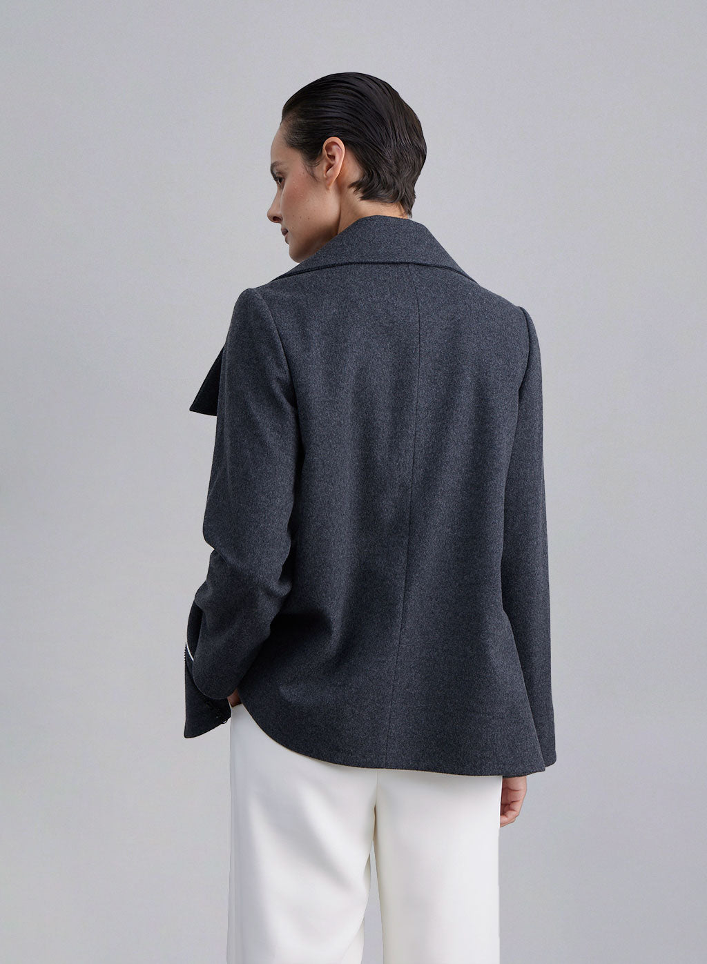 Contrast Line Short Cashmere-Wool Coat image 1