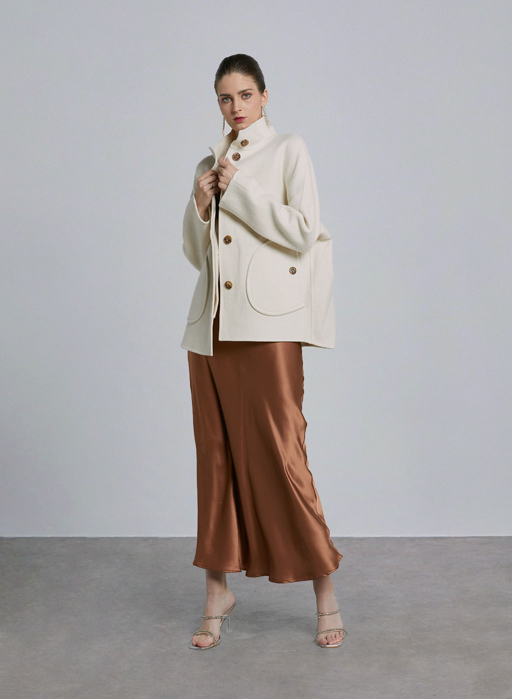Mock Neck Short Wool Coat image 0
