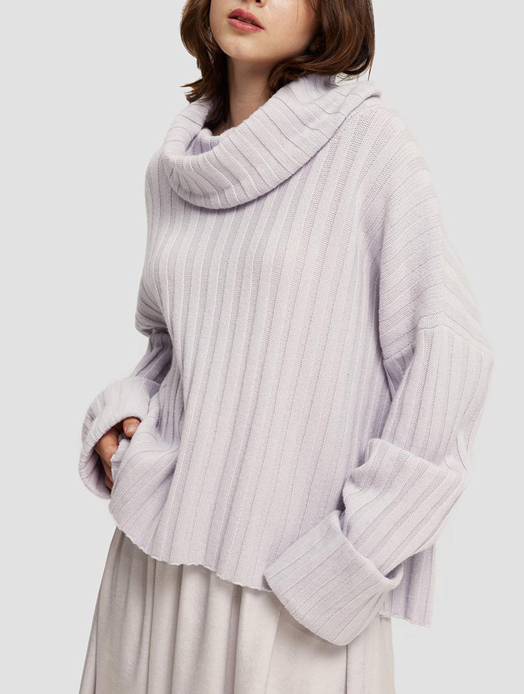 Cozy Cowl Neck Wool Sweater - Bon Jour, M image