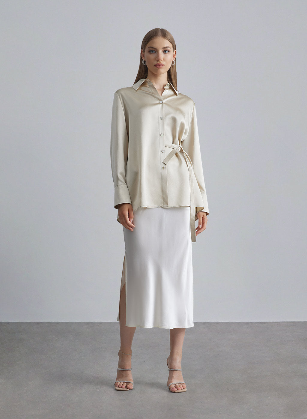 One-side Tunic Silk Blouse image 0