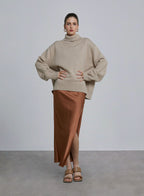 Classic High Neck Wool Sweater - Elephant White, M image