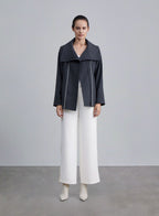 Contrast Line Short Cashmere-Wool Coat image 0