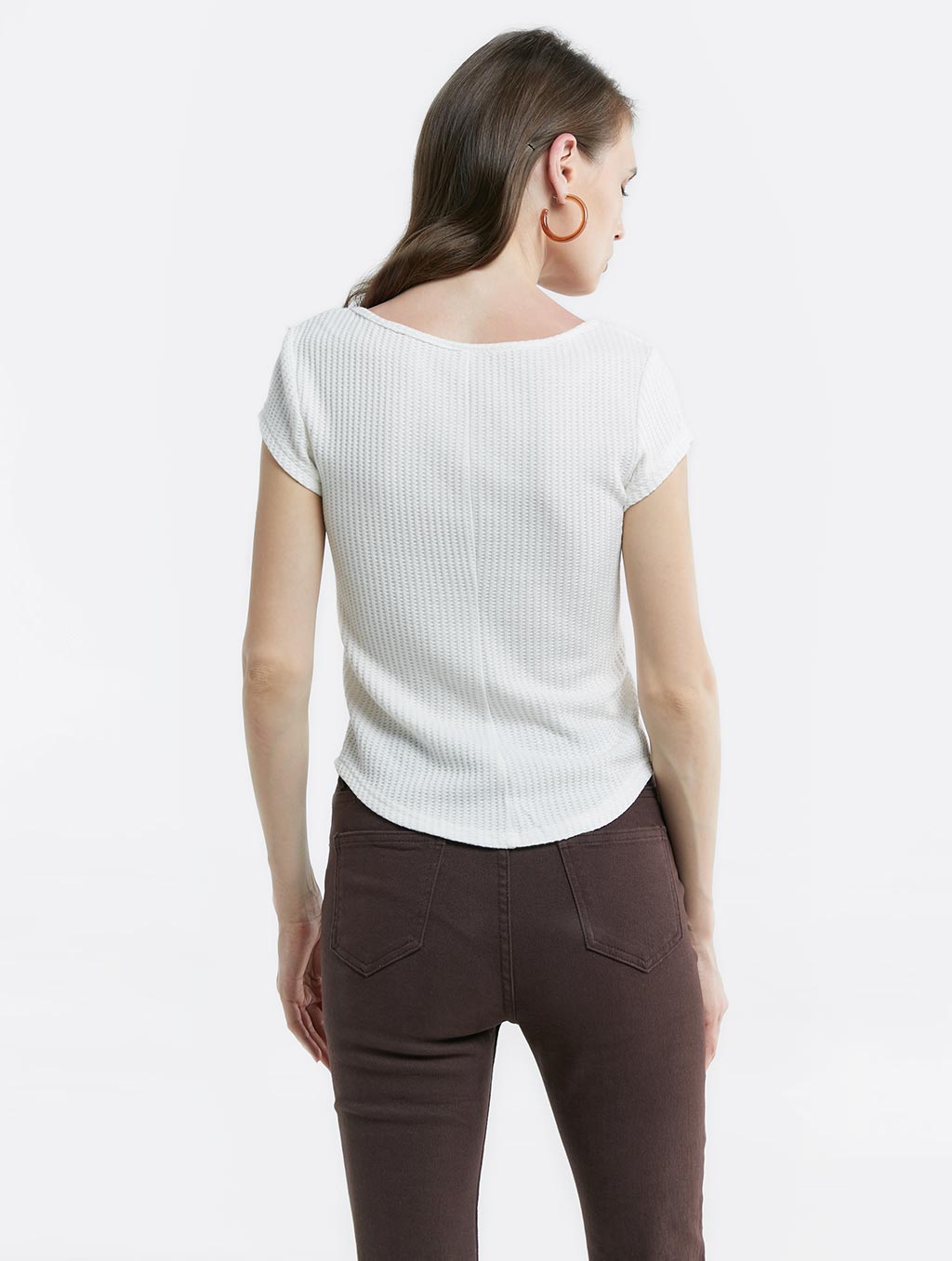 Waffle Buttoned Front T-shirt image 0