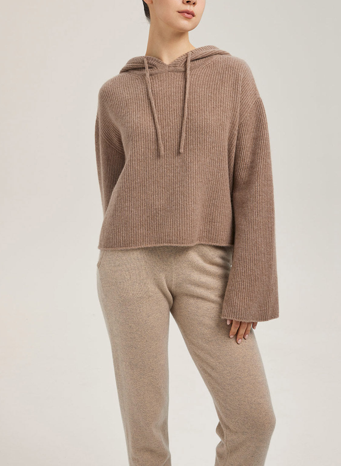 Cropped Wool-Cashmere Hoodie - Dark Wood, XL image